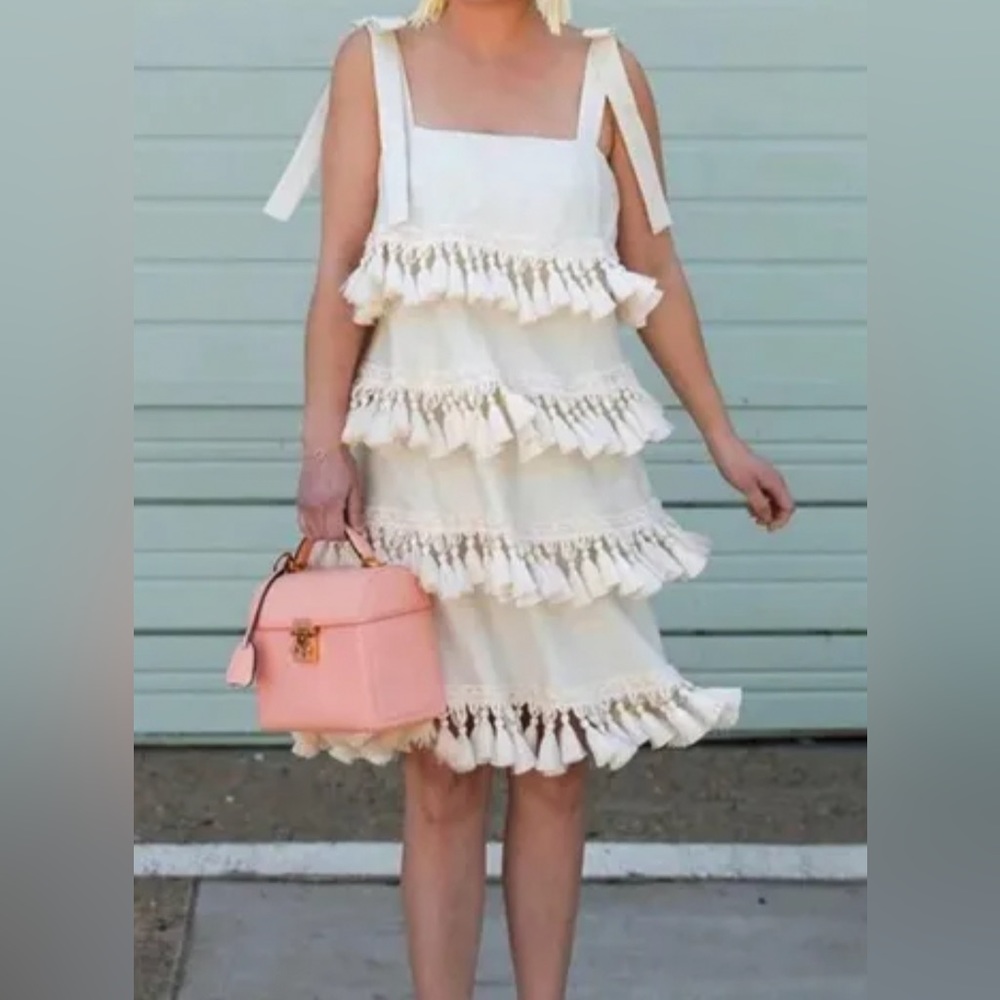 Mestiza New York Size S •  Palma Tiered Tassel Silk Fringe Dress Bride